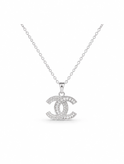 گردنبند استیل طرح برند شنل (chanel) نگیندار