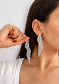 گوشواره مجلسی نگیندار استیل | طرح آبشاری